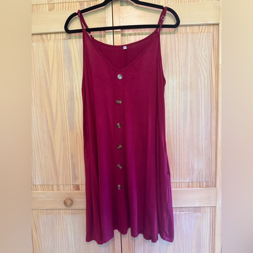 Women’s Burgundy Button-Front Swing Dress